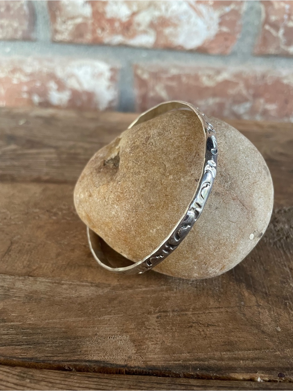 Sterling Silver Textured Bangle Bracelet Made In Mexico